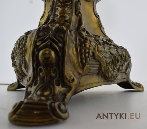Antyczna Mosiężna Lampa Podłogowa w Stylu Barokowym/Rokokowym