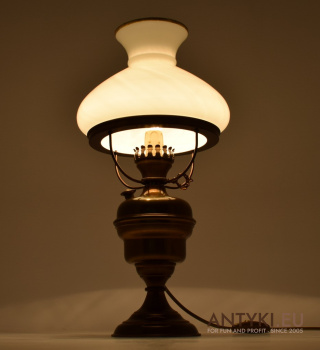 XL! DUŻA! Klasyczna Lampa Stołowa w Stylu Vintage z Mosiężnym Korpusem