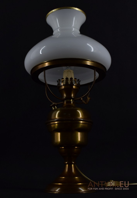 XL! DUŻA! Klasyczna Lampa Stołowa w Stylu Vintage z Mosiężnym Korpusem