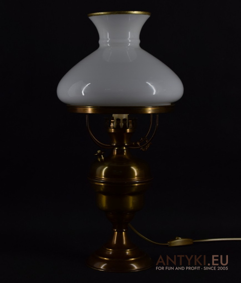 XL! DUŻA! Klasyczna Lampa Stołowa w Stylu Vintage z Mosiężnym Korpusem