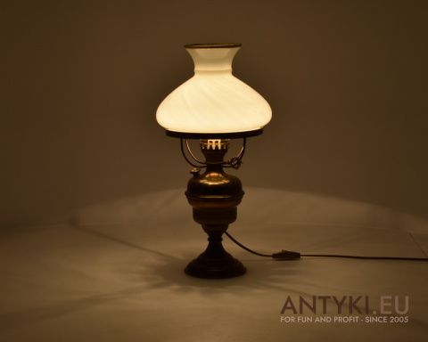 XL! DUŻA! Klasyczna Lampa Stołowa w Stylu Vintage z Mosiężnym Korpusem