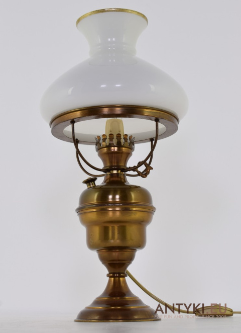 XL! DUŻA! Klasyczna Lampa Stołowa w Stylu Vintage z Mosiężnym Korpusem