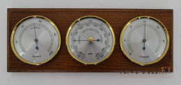 Retro Stacja Pogodowa z Zegarami - Termometr Barometr Hygrometr