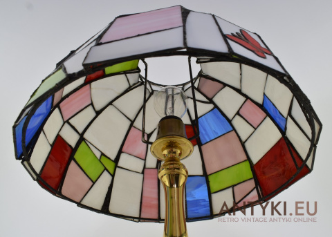 XXL! DUŻA! Vintage Stołowa Lampa Tiffany z Opalizującego Szkła Favrile