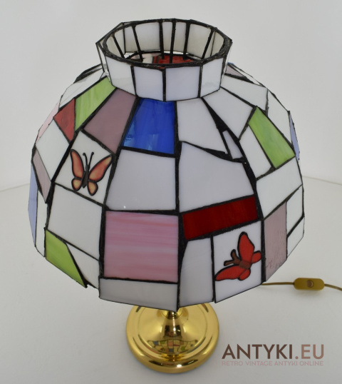 XXL! DUŻA! Vintage Stołowa Lampa Tiffany z Opalizującego Szkła Favrile