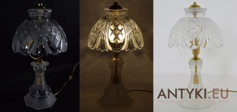 XL! DUŻA! Ekskluzywna Lampa Stołowa z Kryształu w Stylu Vintage Retro