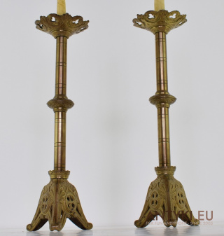 XL! WYSOKIE! Krzyż Celtycki - Unikatowe Świeczniki z Przełomu XVIII i XIX Wieku