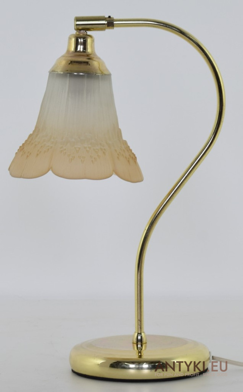 Stara Lampa Stołowa z Ruchomym Kloszem Szklanym - Oświetlenie Rustykalne
