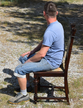Antyczne krzesło z gobelinem i maszkaronami - Eklektyzm Antyki