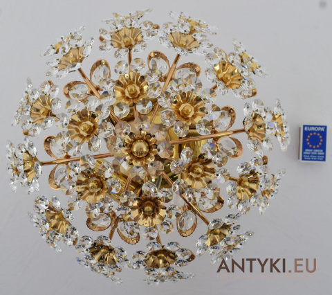 Zabytkowy plafon z kryształami Swarovski, elegancka lampa