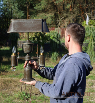 XL! DUŻA! Unikatowa lampa metalowa z połowy XX wieku – oryginalny design ze świecznika