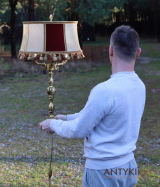 XL! Duża mosiężna lampa stołowa lub na biurko – antyk w stylu klasycznym