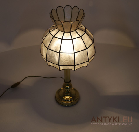 mosiężna lampa stołowa retro