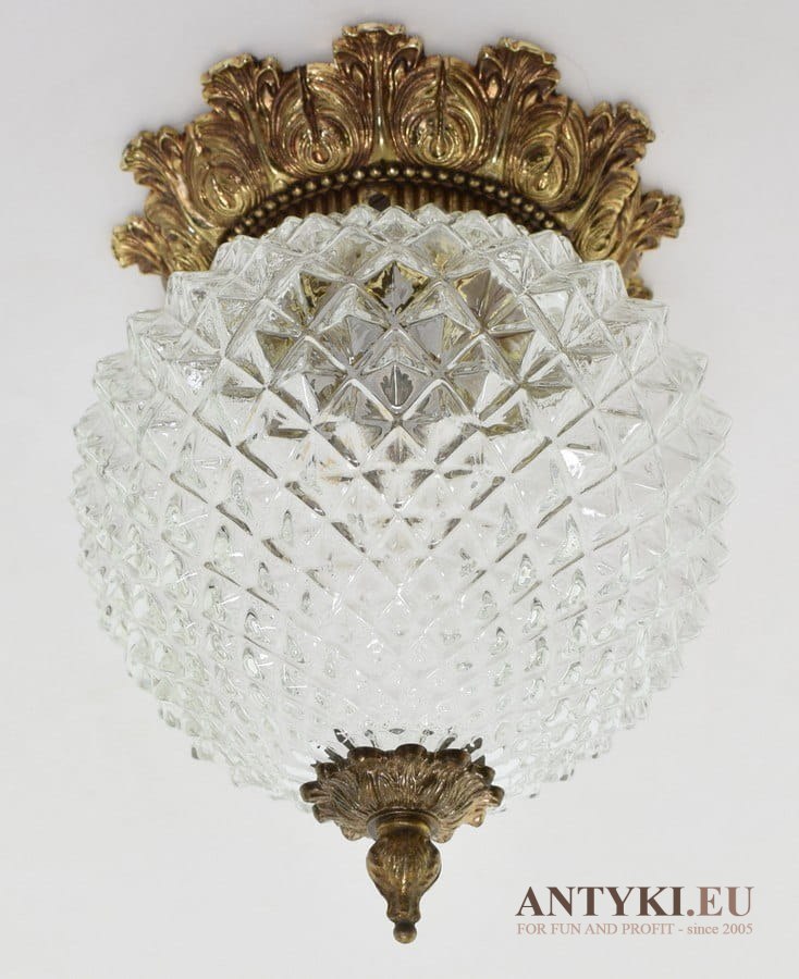 Karbowany plafon stara okrągła lampa sufitowa w pałacowym dworskim stylu retro oświetlenie (nr.128)