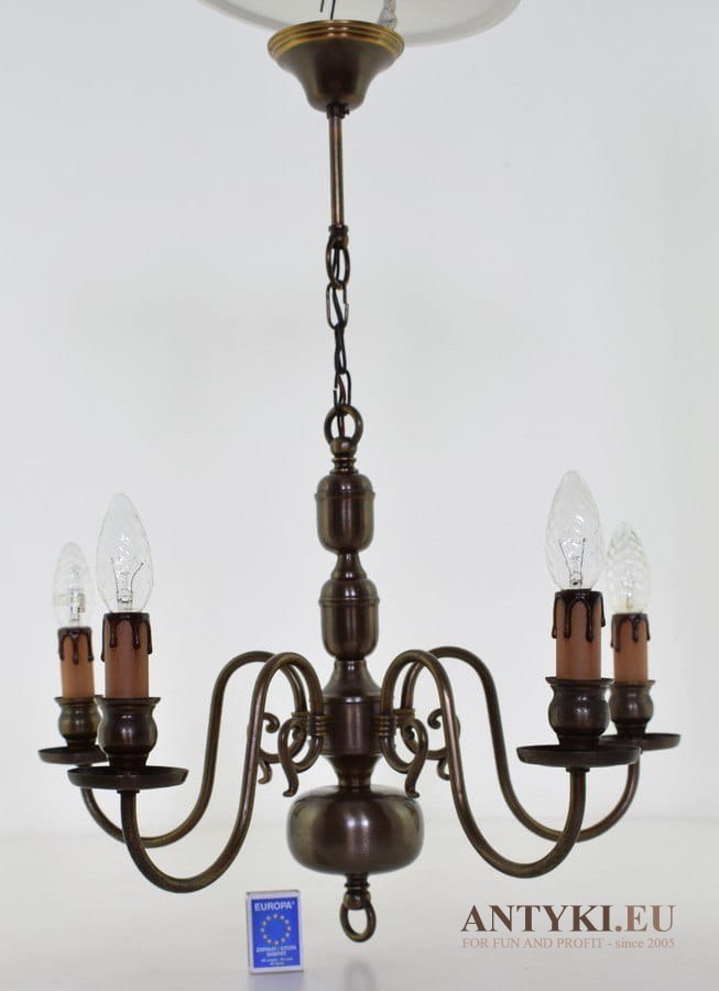 Klasyczny mały żyrandol rustykalny lampa sufitowa prowansalska zabytkowa