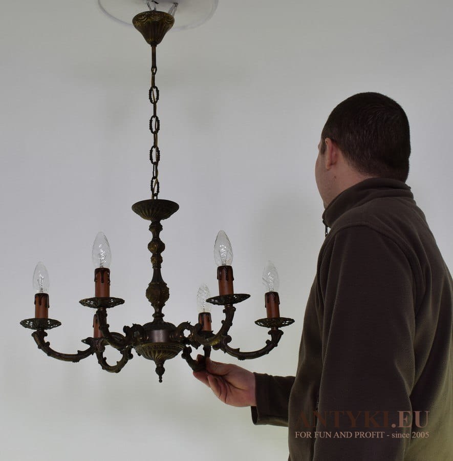 Klasyczny żyrandol z brązu retro lampa sufitowa do ganku oświetlenie antyki