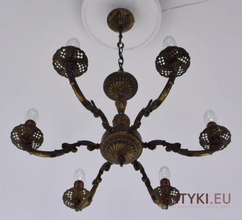 Klasyczny żyrandol z brązu retro lampa sufitowa do ganku oświetlenie antyki