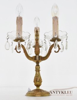 Kryształowa lampka stołowa. Babicna lampa z kryształkami. Oświetlenie vintage.