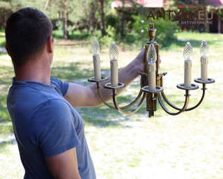 XXL! Duży antyczny kinkiet ścienny z brązu w stylu klasycznym – 5-ramienny świecznik do salonu lub holu