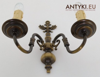 XL! Duży ozdobny kinkiet ścienny w stylu klasycystycznym z orłem dwugłowym – wyjątkowa dekoracja retro do salonu lub gabinetu