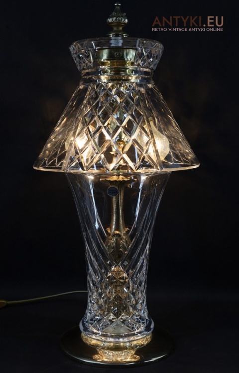 kryształowa lampa stołowa vintage z Francji