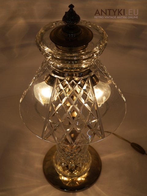 antyczna kryształowa lampa stołowa z Francji