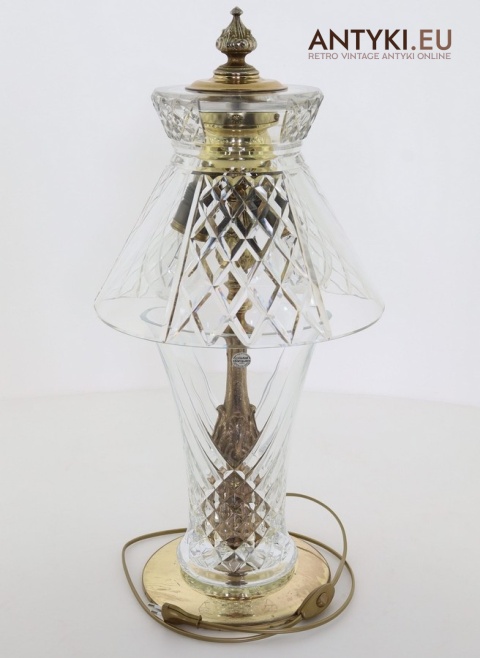 retro lampa stołowa z kryształu ołowiowego