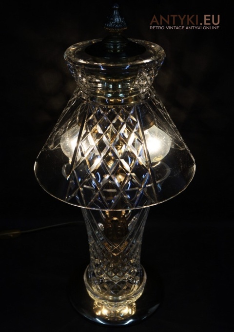 vintage lampa stołowa z kryształu ołowiowego