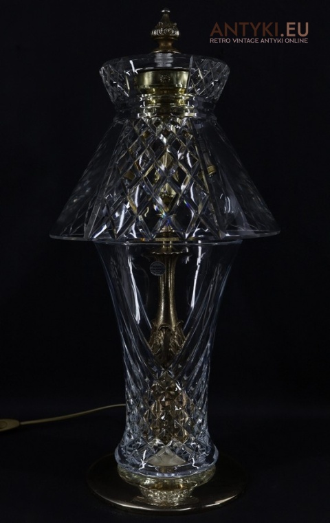 kryształowa lampa stołowa z połowy XX wieku