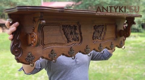 vintage wieszak ścienny z litego dębu