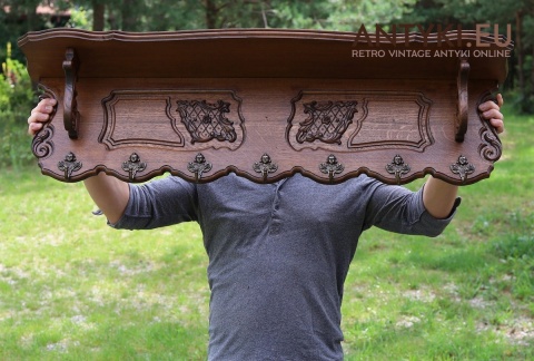 starodawny wieszak ścienny z litego dębu