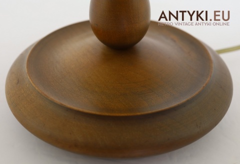 XL! Duża lampa stołowa vintage z abażurem ze skóry – ciepłe światło i drewniana elegancja