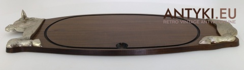 vintage myśliwska taca drewniana