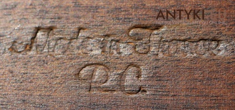 XL! Duża antyczna myśliwska taca do serwowania dziczyzny i mięsa – solidna drewniana deska z mosiężnym bykiem