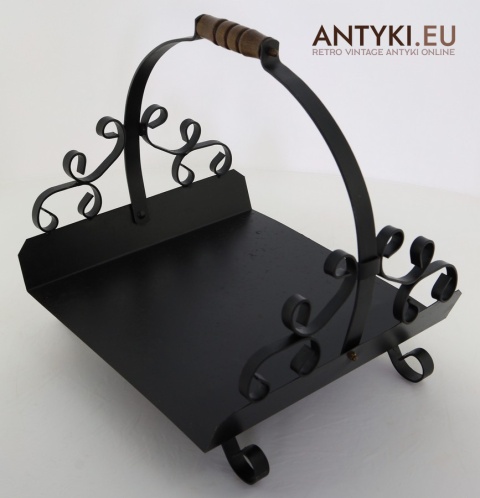 antyczny kosz kominkowy na drewno