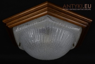 Unikalny plafon retro z grubym szklanym kloszem typu "bubble glass" – stylowe oświetlenie w klimacie lat 70