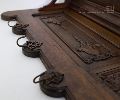 antyczny wieszak dekoracyjny z litego drewna