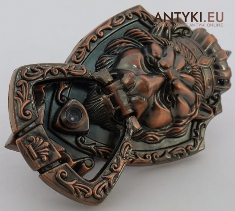 miedziana oryginalna kołatka retro kompletna