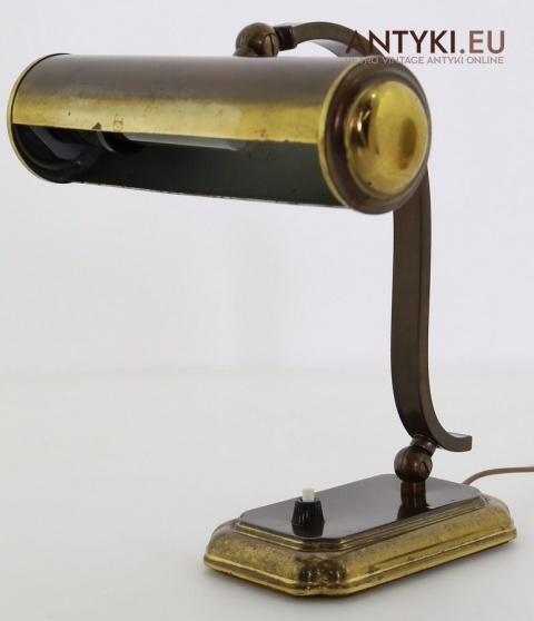 Antyczna lampa bankerska mosiężna vintage