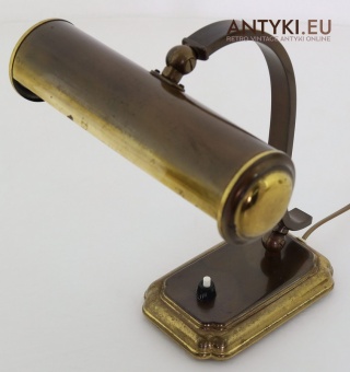 Antyczna lampa bankierska z lat 40. – mosiężna lampa biurkowa vintage