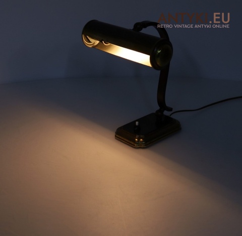 Antyczna lampa biurkowa bankierska mosiężna
