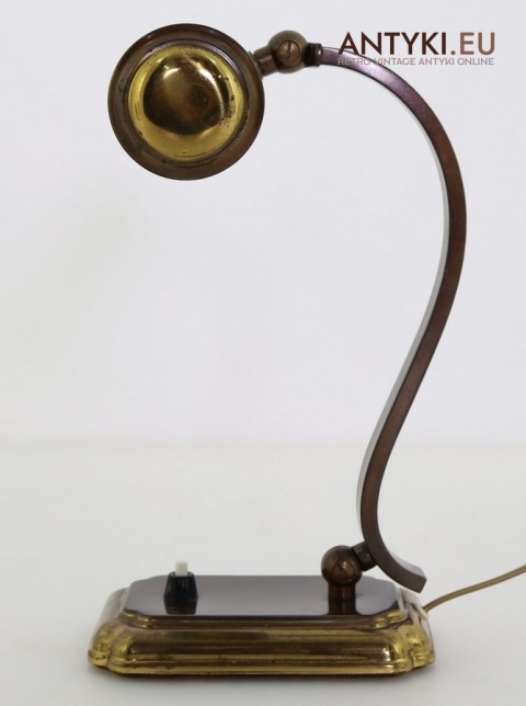 Antyczna lampa stołowa mosiężna z patyną