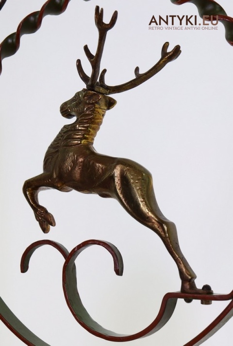 mosiężna lampa z jeleniem antyk