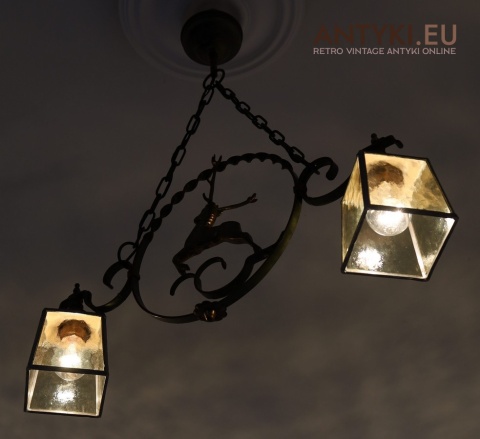 myśliwska antyczna lampa do karczmy