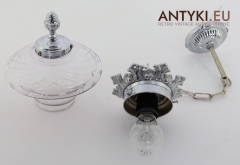 lampa wisząca vintage z kloszem kryształowym