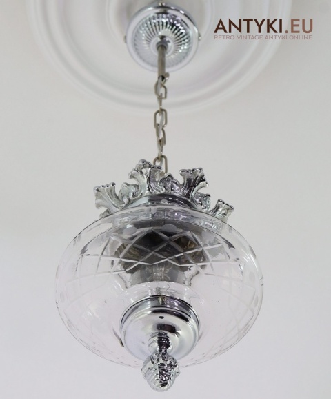 srebrny zwis sufitowy barokowy