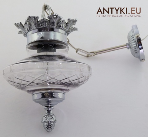 srebrny zwis z kryształem retro