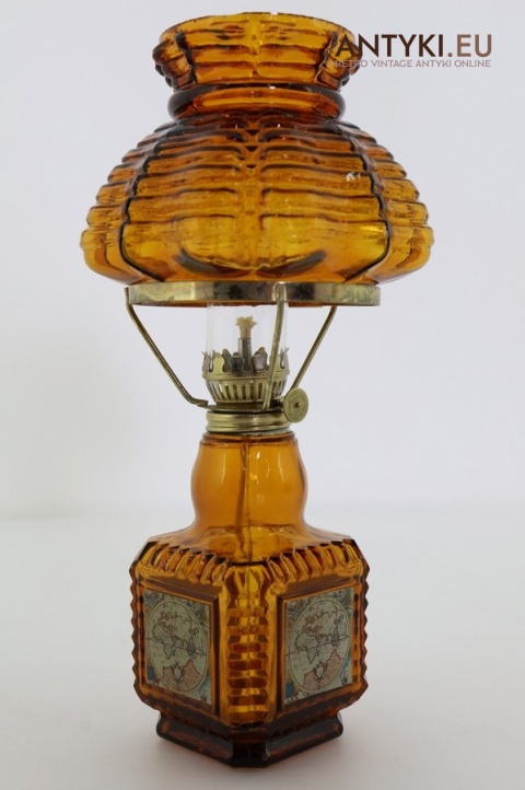 lampka naftowa bursztynowa retro