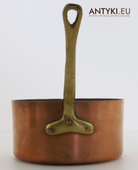 antyczne garnki vintage mosiężne uchwyty