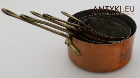 antyk patynowane garnki miedziane dekoracja
